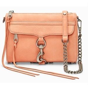 Rebecca Minkoff Mini M.A.C. Crossbody Bag Coral Peach Leather Convertible Purse